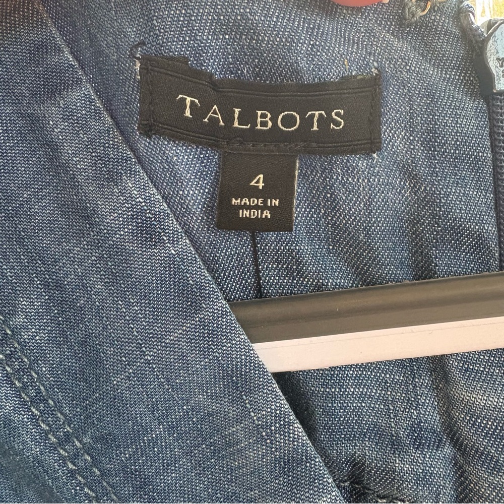 Talbots Blue Denim Chambray Tie Front Jumpsuit Ankle Length Women’s Size 4 NEW - Picture 3 of 5